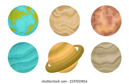 Planets of Solar System Vector Illustrated Set