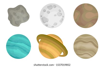Planets of Solar System Vector Illustrated Set.
