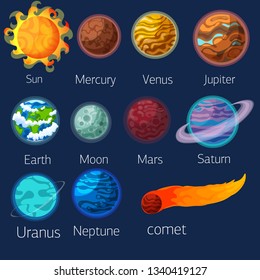 Planets Solar System Vector Set Illustration Stock Vector (Royalty Free ...