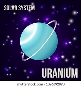 Planets of the solar system-Uranium. Vector illustration. Planet on a star background.