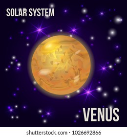 Planets of the solar system-Venus. Vector illustration. Planet on a star background.