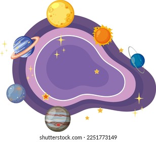 Planetas en la ilustración de la plantilla de fondo de espacio