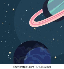 planets space galaxy vector ilustration