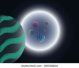 Planets in space hit the portal