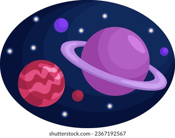 Planets in space, illustration, vector on a white background.