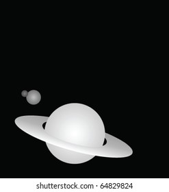 Planets in space isolated on a black background with copy space
