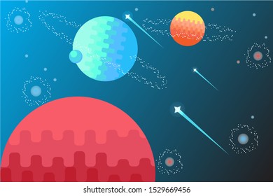 Planets and Space Rocks Illustration