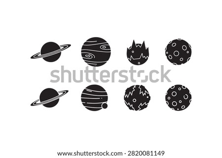 Planets Space Silhouette Collection Design Set