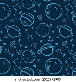 Planets in space and stars pattern
