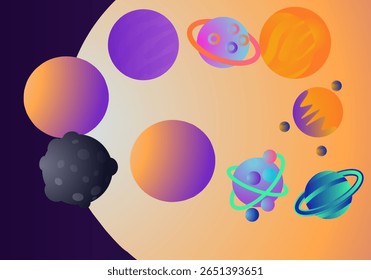 Planets in space. Vector illustration of planets in the solar system.