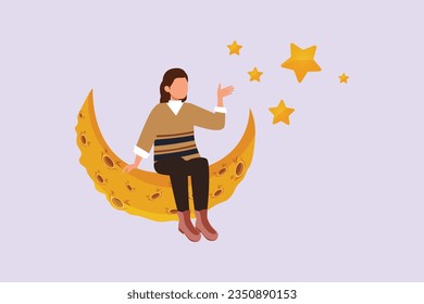 Planets, stars, asteroids, and comets in outer space. Galaxy concept. Colored flat vector illustration isolated. 