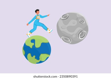 Planets, stars, asteroids, and comets in outer space. Galaxy concept. Colored flat vector illustration isolated. 
