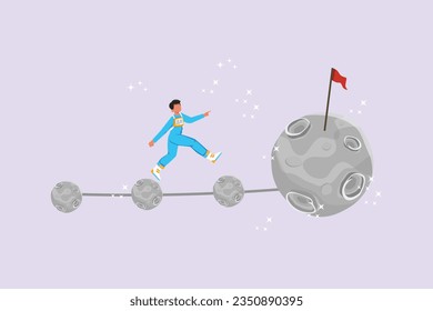 Planets, stars, asteroids, and comets in outer space. Galaxy concept. Colored flat vector illustration isolated. 