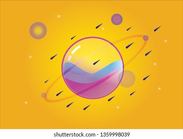 Planets and stars with outer space backgrounds, designs, banners, vector Illustration artwork – Vector