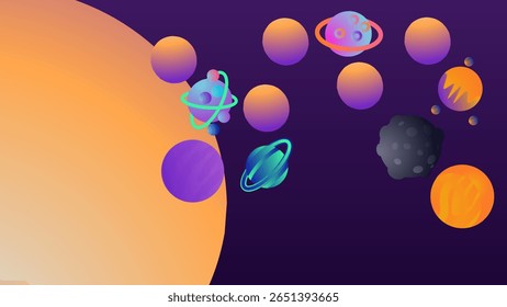 Planets and stars in outer space. Vector illustration for your design