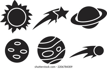 Planets and stars in space