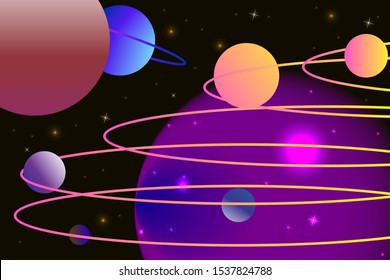 Planets stars space illustration. Use for modern design, cover, template, decorated, brochure.