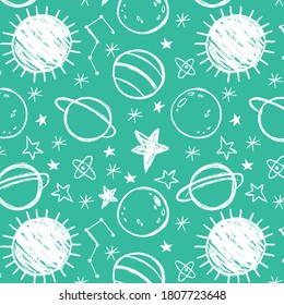 Planets and stars space pattern for textile wear,Background