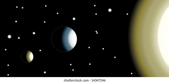 Planets stars and the sun vector design