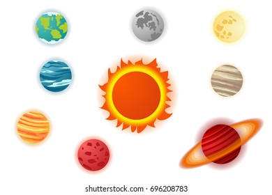 Planets and sun from solar system. graphic vector
