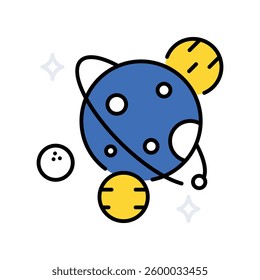 Planets vector filled outline icon. EPS 10 file