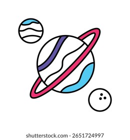 Planets Vector Filled outline illustration style icon. EPS 10 file