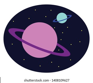 Planets within the galaxy, vector, color drawing or illustration. 