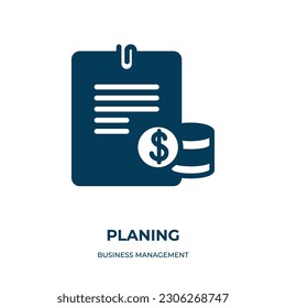 planing vector icon. planing, plane, airplane filled icons from flat business management concept. Isolated black glyph icon, vector illustration symbol element for web design and mobile apps