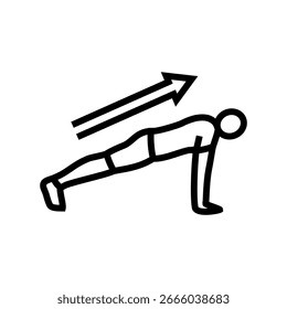 plank arrows indicating core engagement line icon vector. plank arrows indicating core engagement sign. isolated contour symbol black illustration