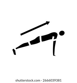 plank arrows indicating core engagement glyph icon vector. plank arrows indicating core engagement sign. isolated symbol illustration