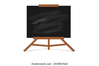 Fondo de mimbre y marco de madera. Tablero negro vacío. Asel moderno 