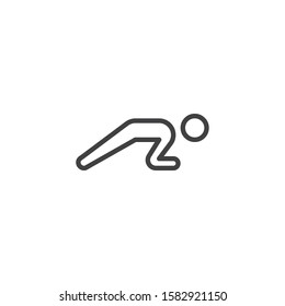 Plank Exercise Line Icon. Linear Style Sign For Mobile Concept And Web Design. Man Planking Pose Outline Vector Icon. Symbol, Logo Illustration. Vector Graphics