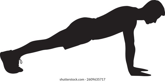 Plank exercise silhouette vector art illustration isolated on white background