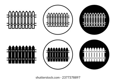 Plank fence barrier icon. Wooden bucolic picket fencing symbol sign. Wood yard boundary plank fence vector logo. Plank barrier fence sign