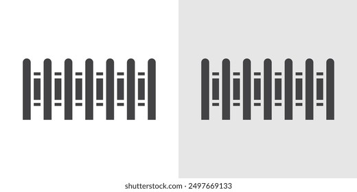 Plank fence icon Black line art vector logo set