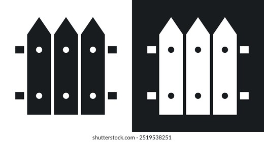 Plank fence icon icons in black and white filled style