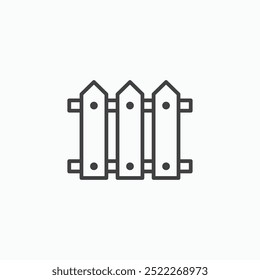 Plank fenceline in Thin line black color. flat simple vector symbols illustration.