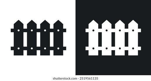 Icono de Vector de valla de tablón establecido en estilo sólido y de contorno.