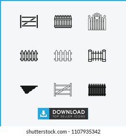 Plank icon. collection of 9 plank filled and outline icons such as fence. editable plank icons for web and mobile.