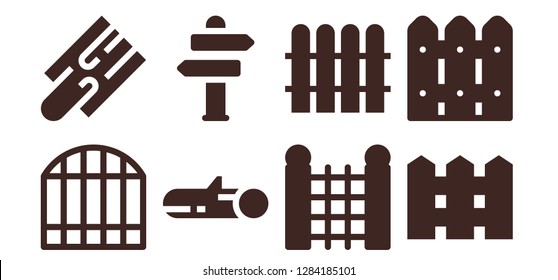  plank icon set. 8 filled plank icons. Simple modern icons about  - Gate, Cutting board, Wood, Sign Post, Fence