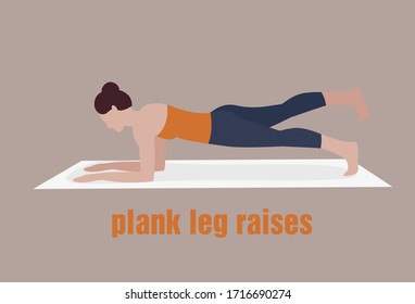 Pflaumenbein erhöht das Training. Junge Frau, die sich sportlich betätigen will, einzeln. Planen Sie ein Training. Vektorillustration-Flachbild-Illustration