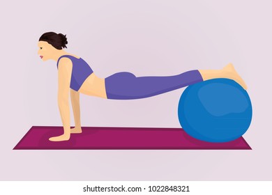 A plank position with a ball vector illustration