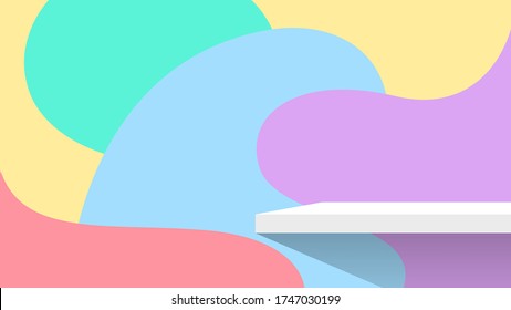estante de plancha blanco en color pastel de pared para la visualización de productos
