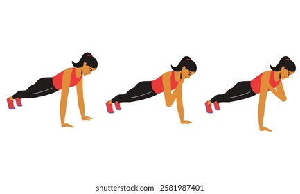 Plank Shoulder Tap Exercise, a core workout that combines a plank position with alternating shoulder taps. This exercise enhances core stability, strengthens the shoulders and arms, and improves overa