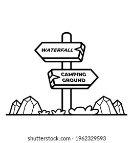 Plank Sign Information Coloring Book  Vector Illustration