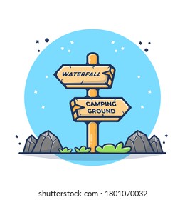 Ilustración de vectores de información de signos de plank. Signo, flecha, madera, guía.  Estilo de dibujo plano adecuado para adhesivos, fondos de pantalla, iconos, página de inicio, web.