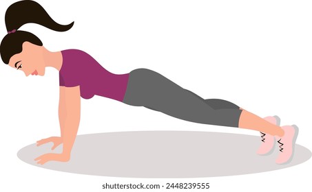 Plank. Sports at home. Fitness. High quality vector illustration.