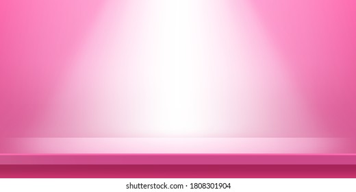 plank table pink and light shine for background, plank wood pink color on wall room, copy space for advertise product display, table plank front view for backdrop