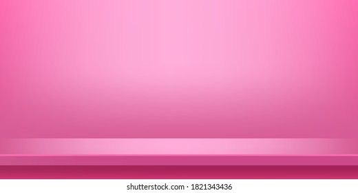 plank table pink on wall room for background, pink backdrop, copy space for advertise product display, table plank pink front view