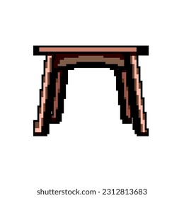 Putz-Holztisch-Spiel Pixel-Kunst Retro-Vektorgrafik. bitter Holztisch. alte Vintage-Illustration